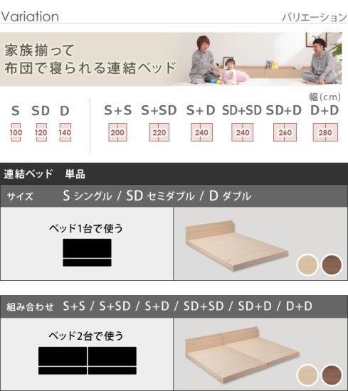 ファミーユ】家族揃って布団で寝られる連結ローベッド-ファミーユ