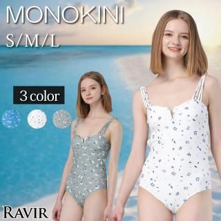 小花広がるハートシェイプドネックモノキニワンピース