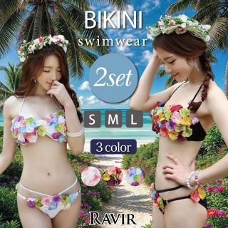 バックリボンダブルストリングフラワーガーデンビキニ2点セット