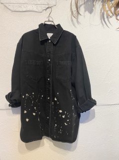 NOUNLESS  Denim Discharge Printhing Shirtξʲ