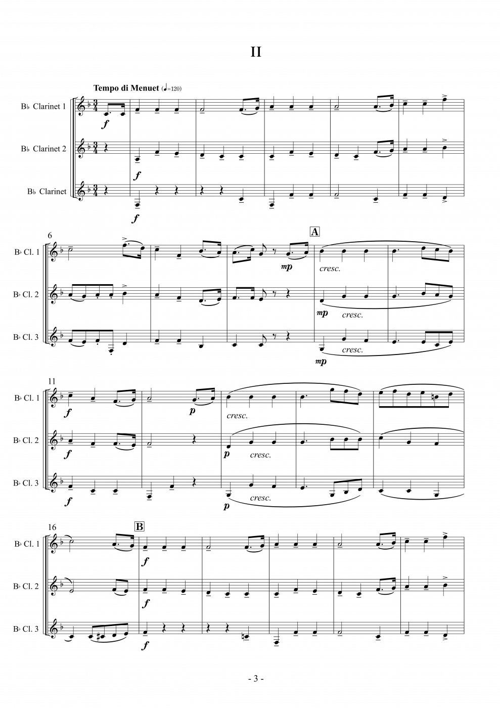 クラリネット３重奏］クラリネット三重奏のための３つの小品 “Three Pieces for Clarinet Trio“／田丸和弥（Tamaru  Kazuya) - マエストロ楽譜出版