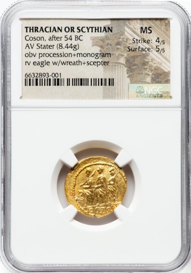 NGC鑑定】 古代ギリシャ トラキア スキタイ コソン スターテル金貨 MS 4/5 5/5 after54 BC スタテル 金貨 アンティークコイン  古代コイン 月桂樹 鷲