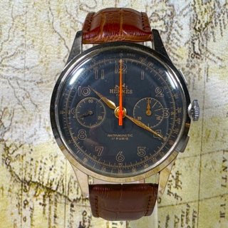 ڥ᥹ Υա HERMES Chronograph Wristwatch 1940ǯ ƥ ӥơ ӻ antique watch 803Ĺ
