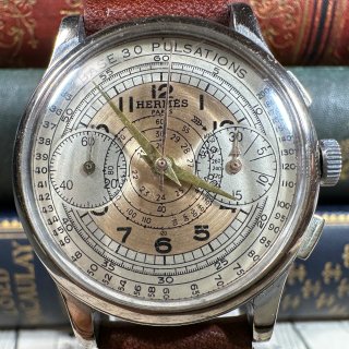 ڥ᥹ Υա HERMES Chronograph Wristwatch 1940ǯ ƥ ӥơ ӻ antique watch 747Ĺ