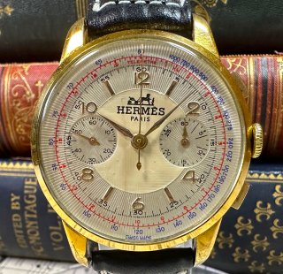 ڥ᥹ Υա HERMES Chronograph Wristwatch 1940ǯ ƥ ӥơ ӻ antique watch 707Ĺ