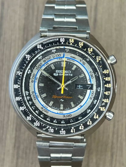 セイコー 5 スポーツ スピードタイマー 7015-7010】 自動巻き Seiko 7015-7010 Speed-Timer Automatic  Men's Watch 21J Black Dial Vintage アンティーク時計 ヴィンテージ時計 ビンテージ時計 Vintage  Antique Watch Weekdater Automatic Dress Watch SEIKO