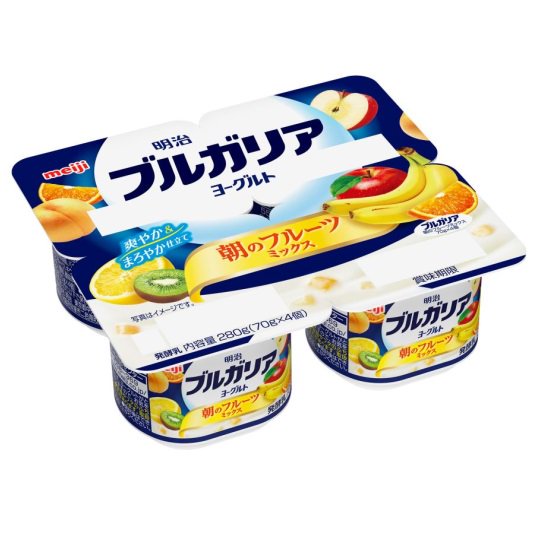 ☆22 明治ブルガリアヨーグルト朝のフルーツミックス 70ｇ×4 - 三宅乳業 オンラインショップ  （宅配サービスご利用中のお客様はお電話でのご注文も可能です）