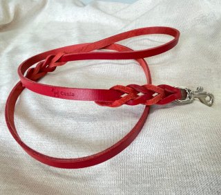 Canis leather Lead (Red/Silver