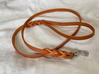 Canis leather Lead (Orange/Silver