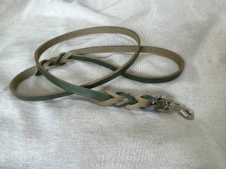 Canis leather Lead (Green/Silver