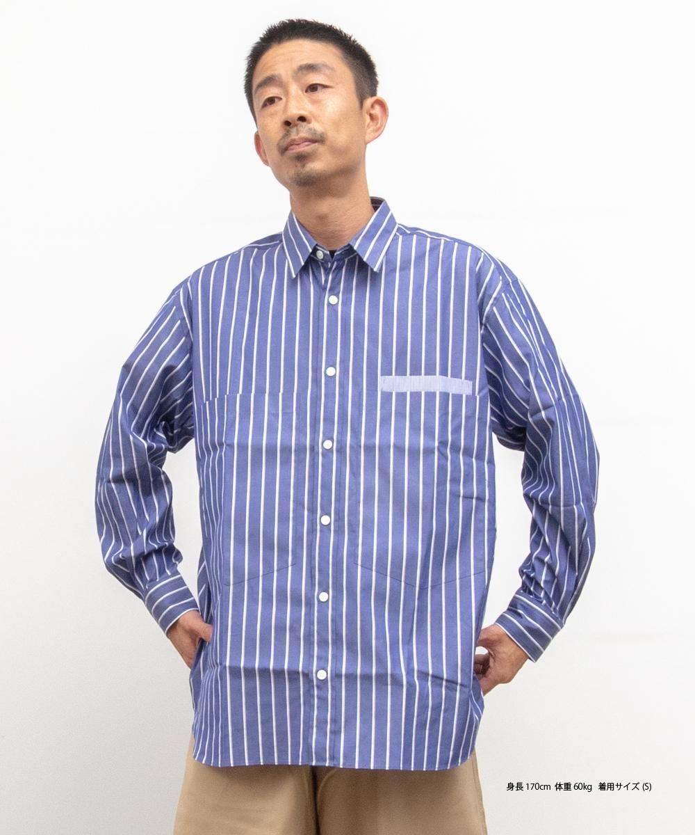 最終価格　コムデギャルソンオム　綿ツイルストライプ×綿タイプライターシャツ COMME des GARCONS HOMME(コム デ ギャルソン・オム) 