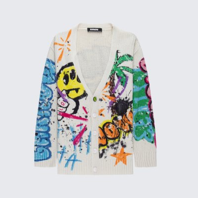 BARROW  KNITWEAR CARDIGAN GRAFFITO PRINT (#113)