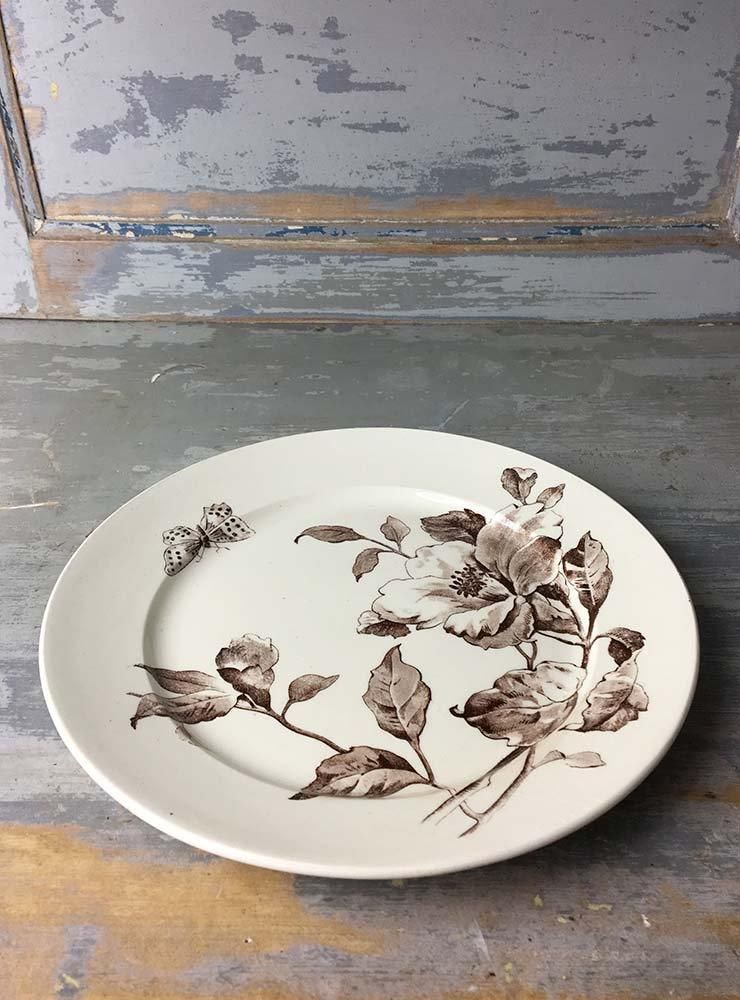 フランス アンティーク ディナープレート 花と蝶 フランス アンティーク ディナープレート 花と蝶 french vintage