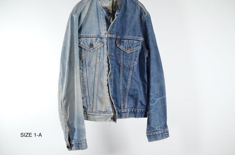 SUNNY SIDE UP （サニーサイドアップ 通販）リメイクデニム. REMAKE 2FOR1 NO COLLAR DENIM JACKET.古着 リメイク.COMPASS WEB SHOP.コンパス 通販