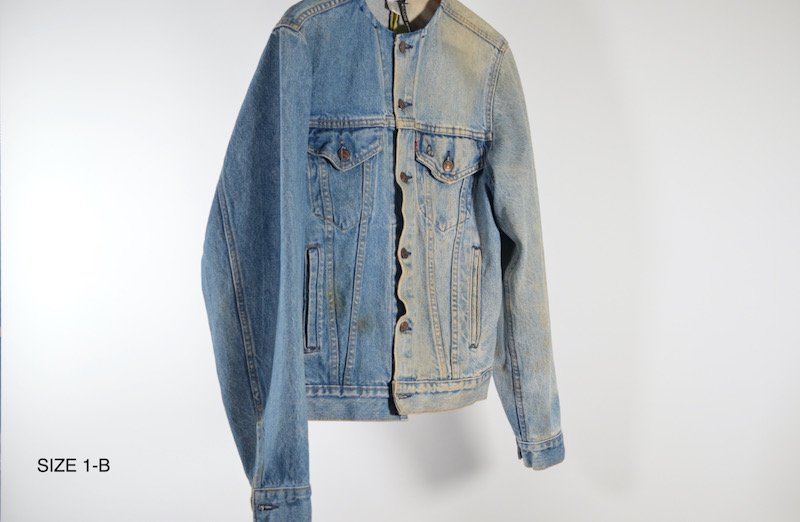 {$history[num].s_expl}> REMAKE 2FOR1 NO COLLAR DENIM JACKET 