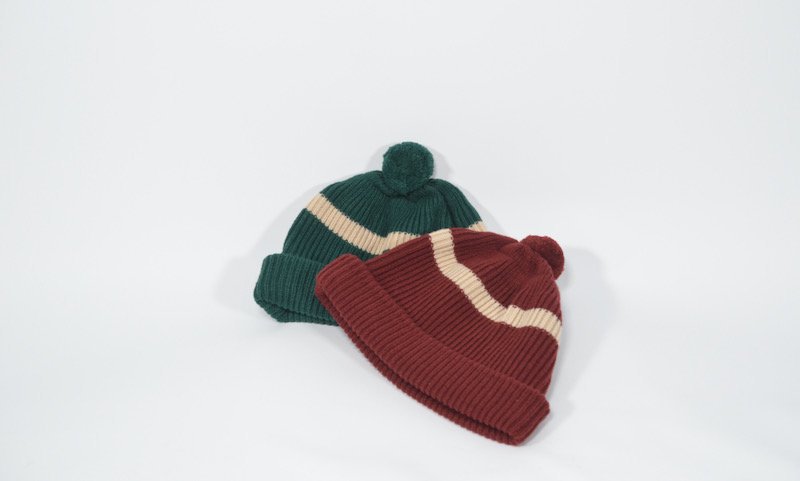  STRIPE POMPOM BEANIE