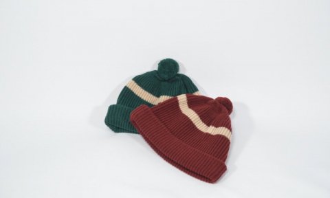 ROTOTO STRIPE POMPOM BEANIE