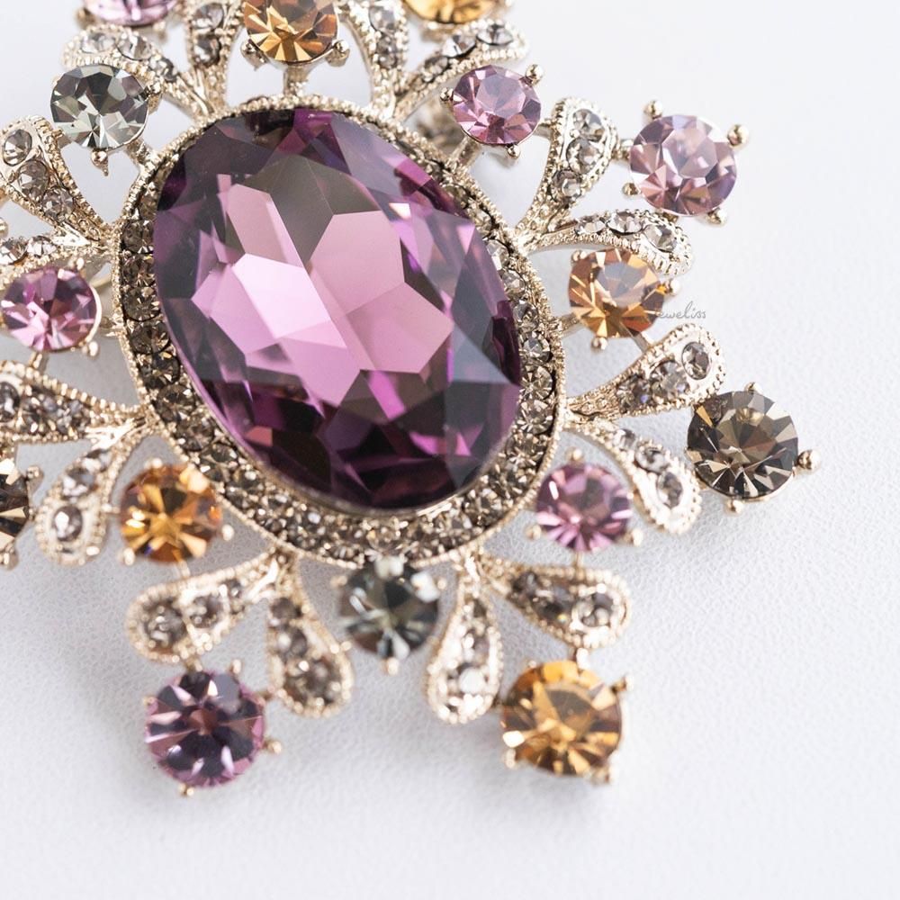 クリア　上品　クリスタル　ブローチ　高級　ラグジュアリー　希少 importfan_jeweliss383