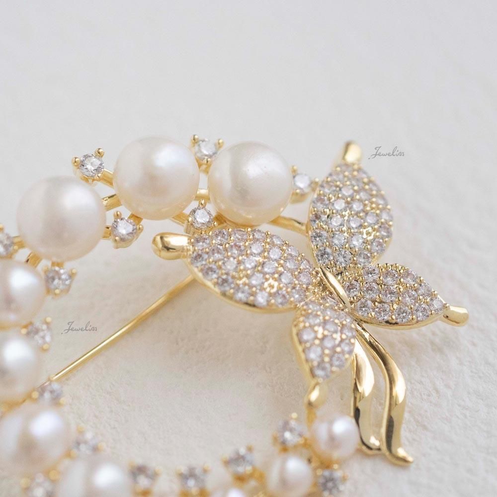 Jeweliss ブローチ ヴィハオル Vihaor 淡水パール 蝶 サークル