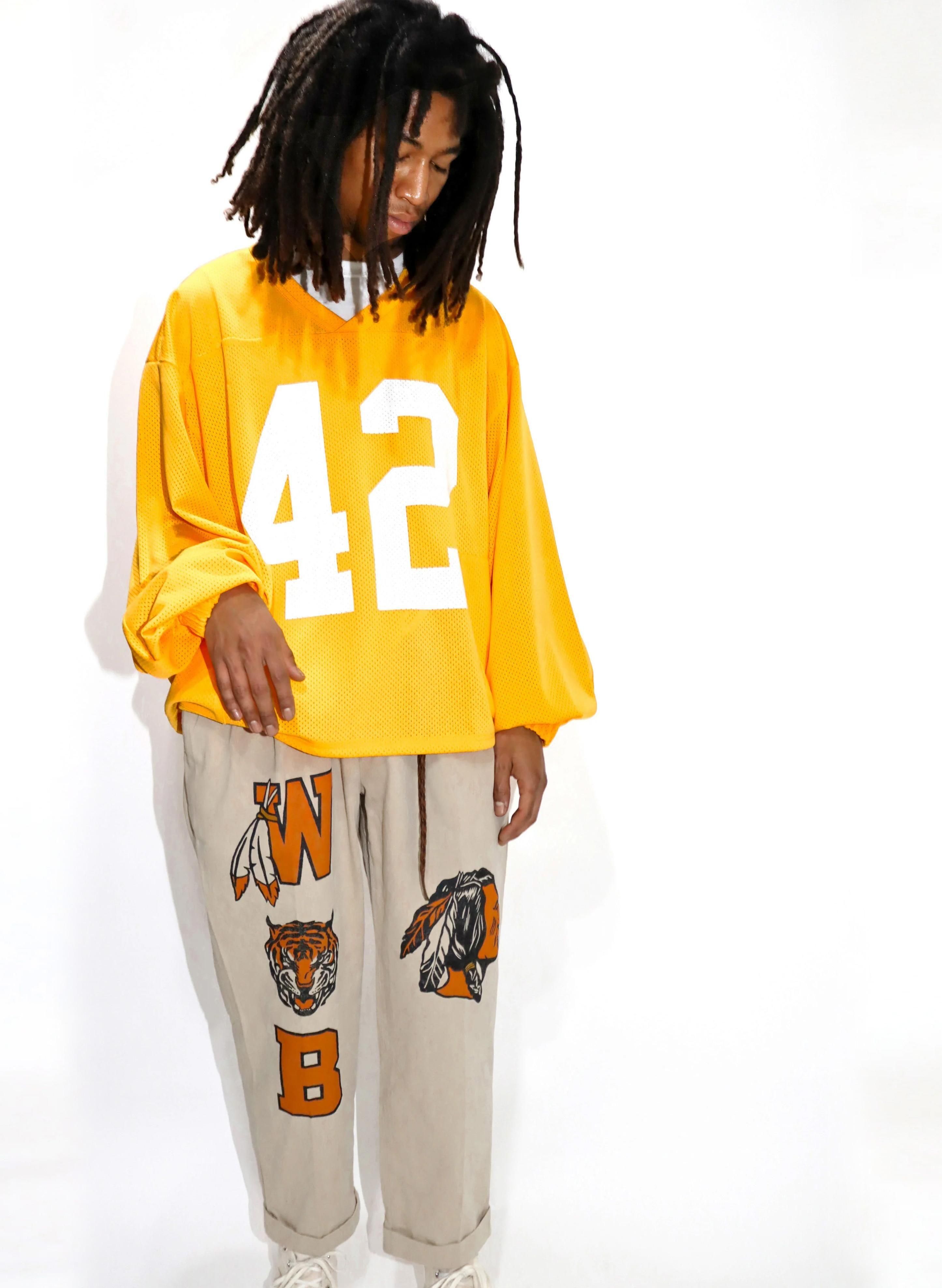 WOODBLOCK 42 MESH FOOTBALL LS SHIRT YELLOW/WHITE (WB-25SS