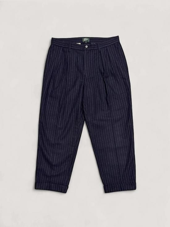 WOODBLOCK 2TUCK STRIPE WOOL TROUSER NAVY STRIPE (WB-25AW-009)
