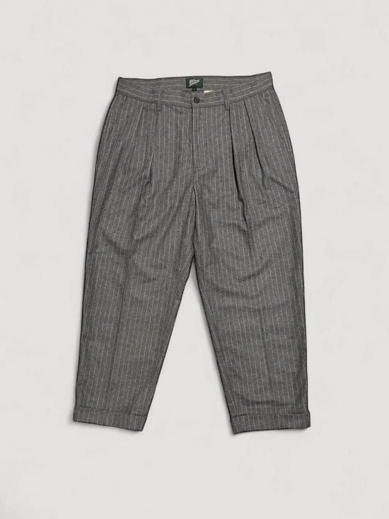 WOODBLOCK 2TUCK STRIPE WOOL TROUSER GREY STRIPE (WB-25AW-009)

