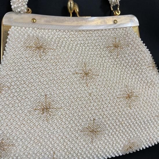 A26 ビーズバック 2点 総ビーズ刺繍*花柄*ハンドバッグ 手提げ鞄