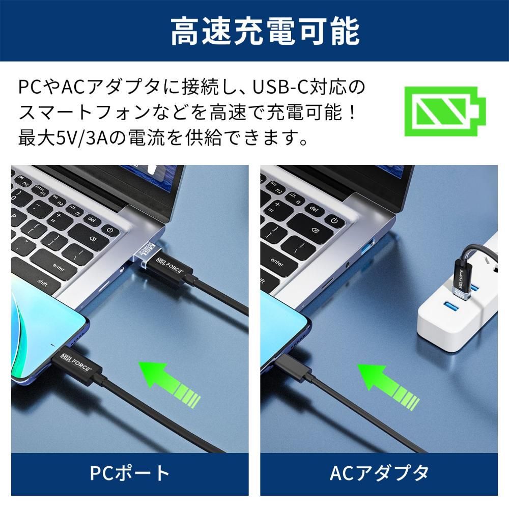 USB 2.0 (オス) to Type-C (メス) 2個セット USB A 変換