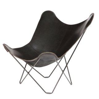 cueroBKF BUTTERFLY CHAIR PAMPA MARIPOSA POLO BLACK  LEATHER
