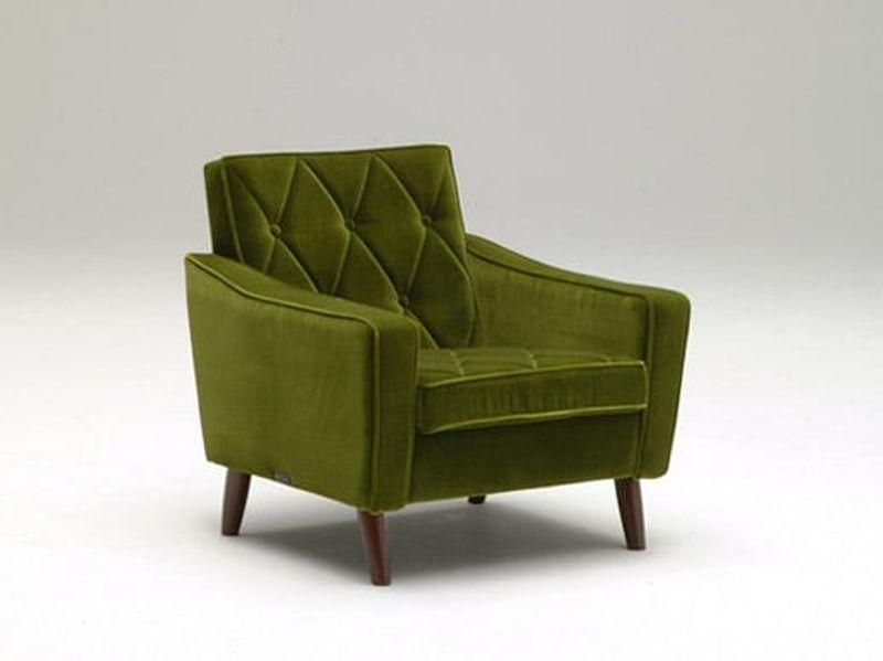 カリモク60】ロビーチェア1シーター | モケットグリーン