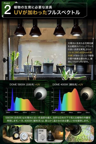 植物育成ライト 15W 6500K 2個 黒色 容易く 太陽光 フルスペクトルLED