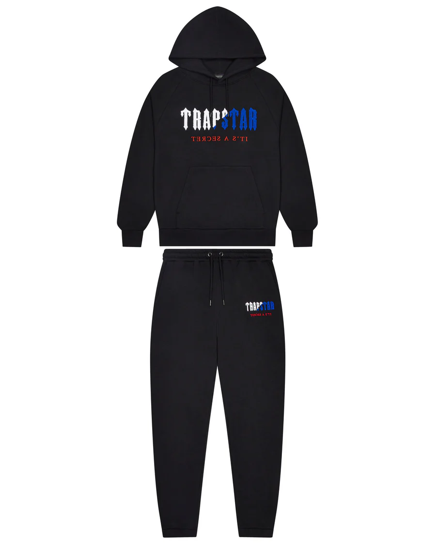 DECODED CHENILLE HOODED TRACKSUIT - BLACK/BLUE/RED