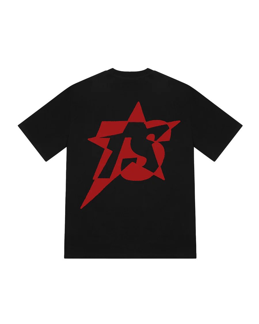 TS STAR PRINT TEE - BLACK/RED
