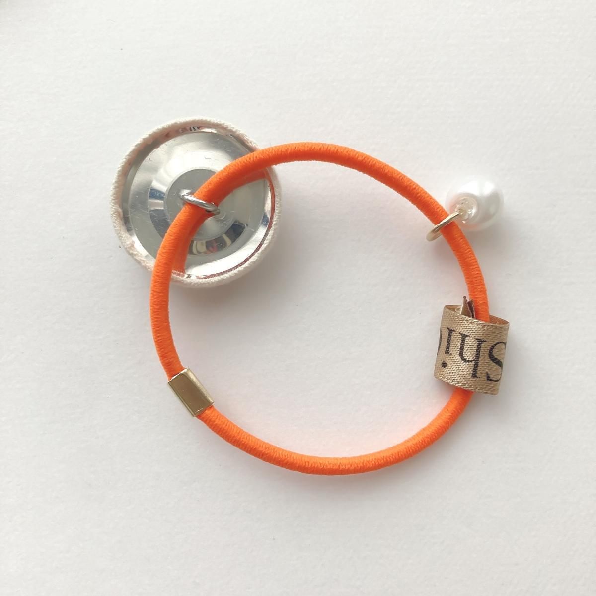 HAIR TIE:「1~12」GR×OR×OFWH 誕生月 ビーズ刺繍ヘアゴム - siiis