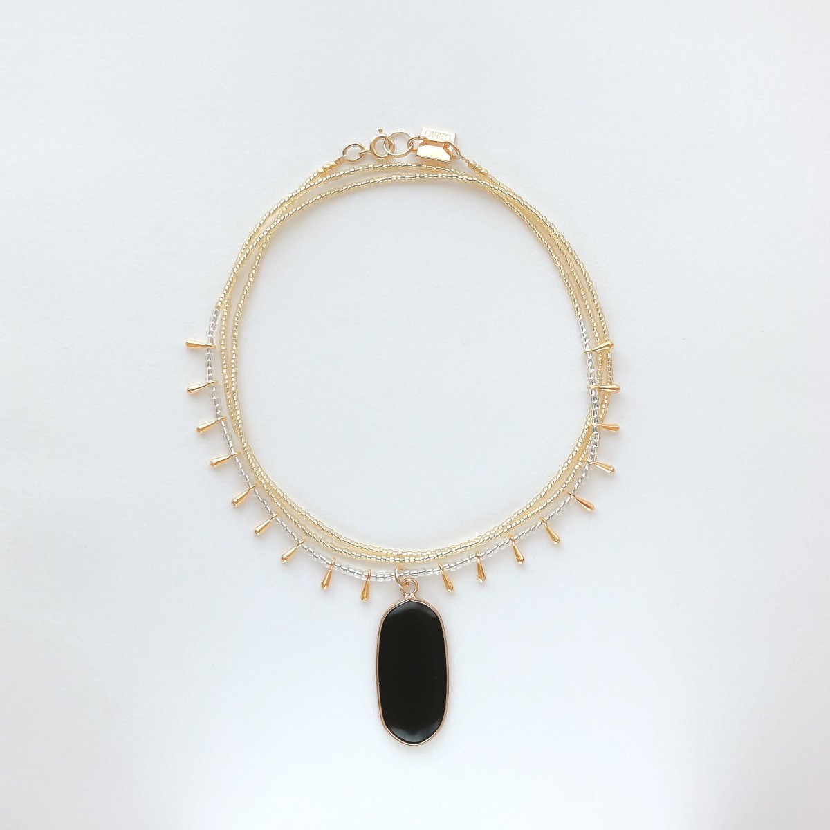 LONG NECLACE: Black stoneAMNC0004-B