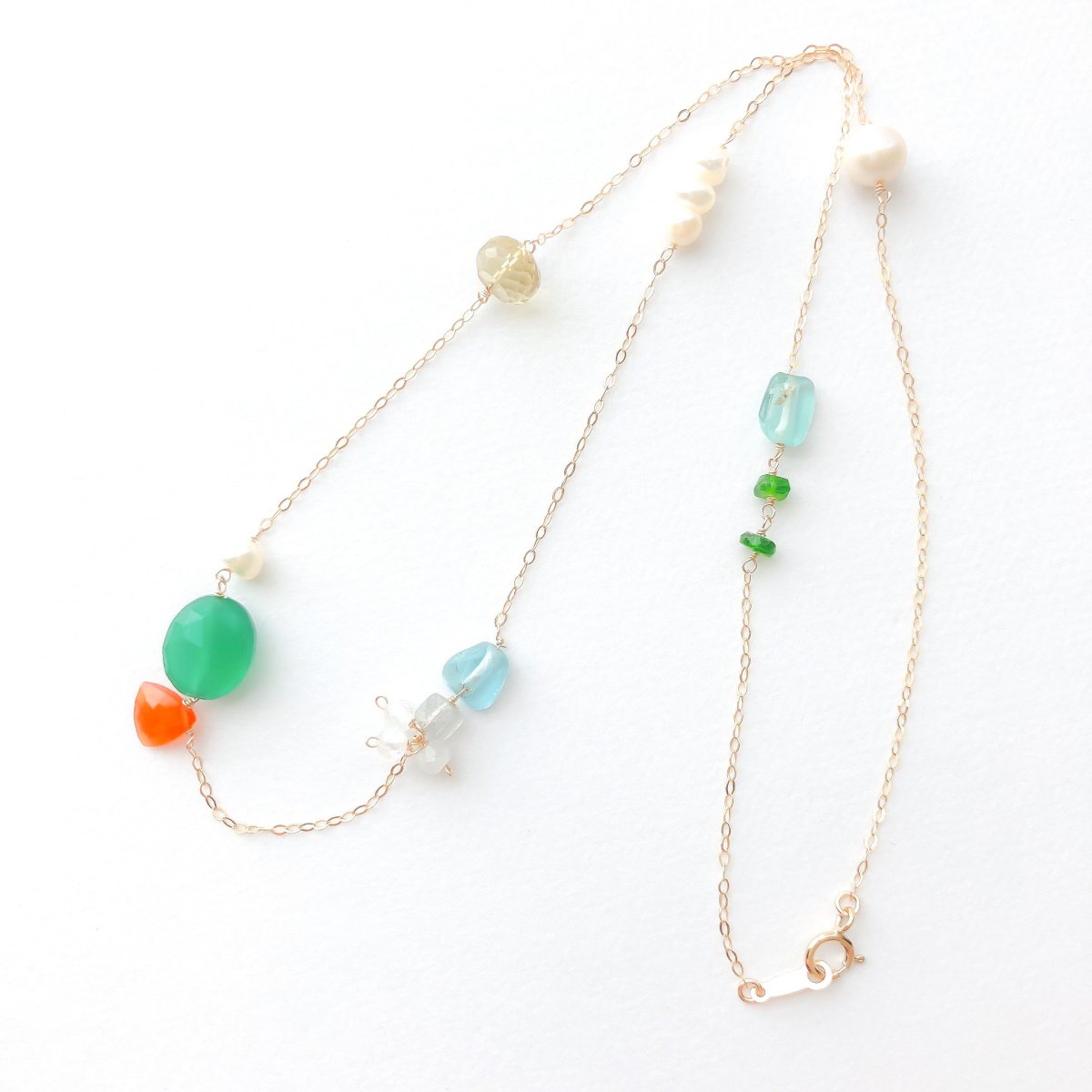 NECLACE:green onyx mix14KGF-GFN0006