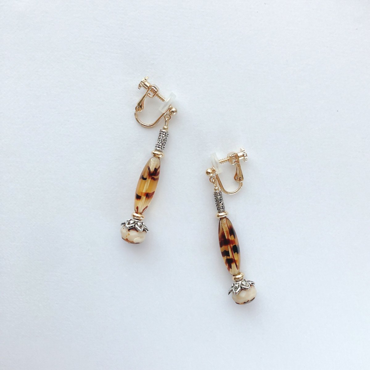 EARRING:Marble brownAME0016-A