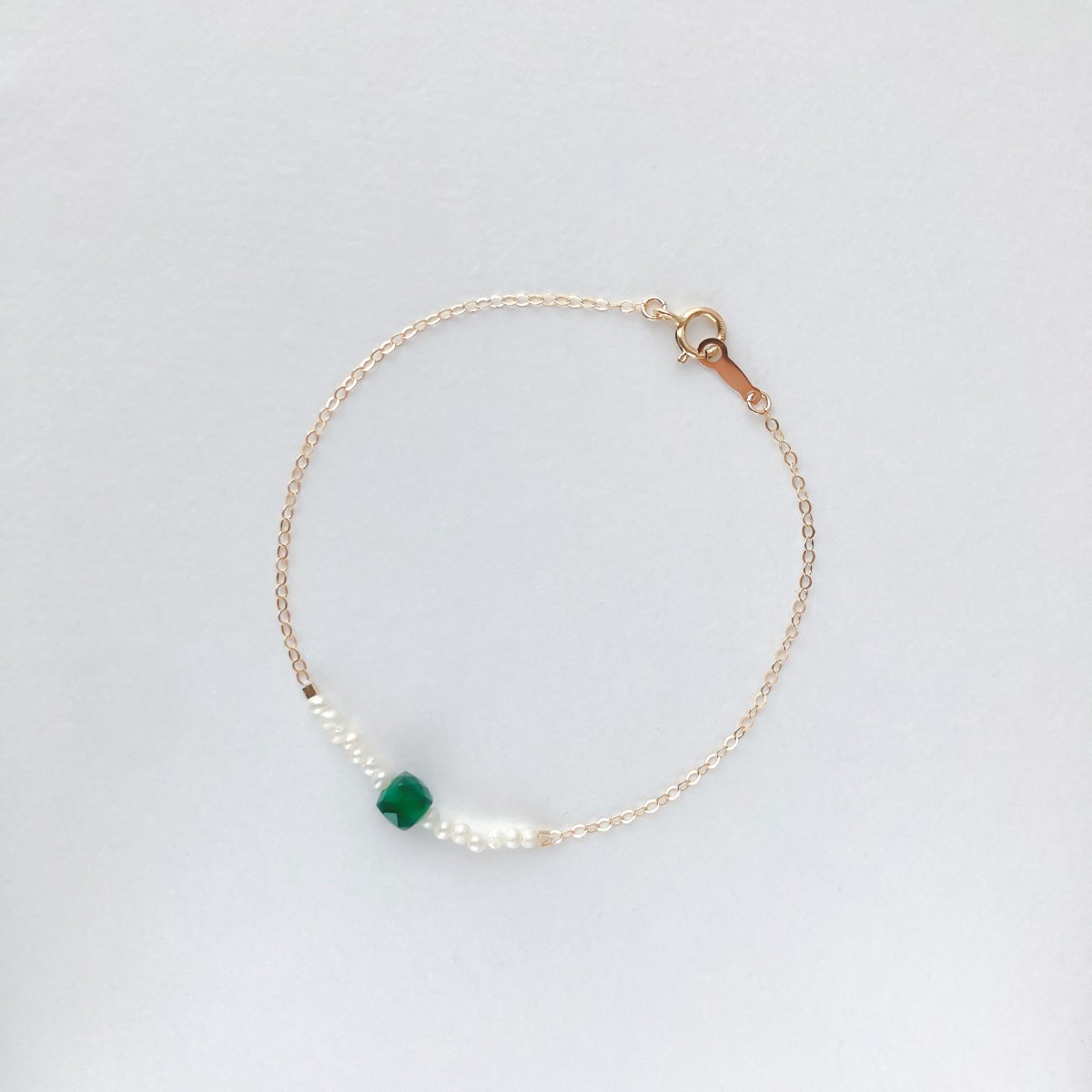 BRACELET:Green onyx14KGF-GFB0011