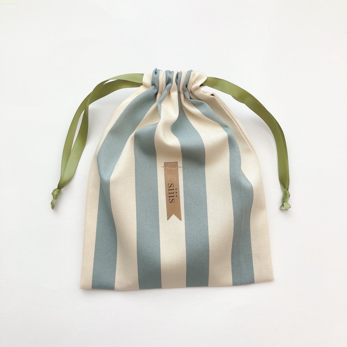 WRAPPING:Lt.BL  IVstriped pattern cotton pouch ()