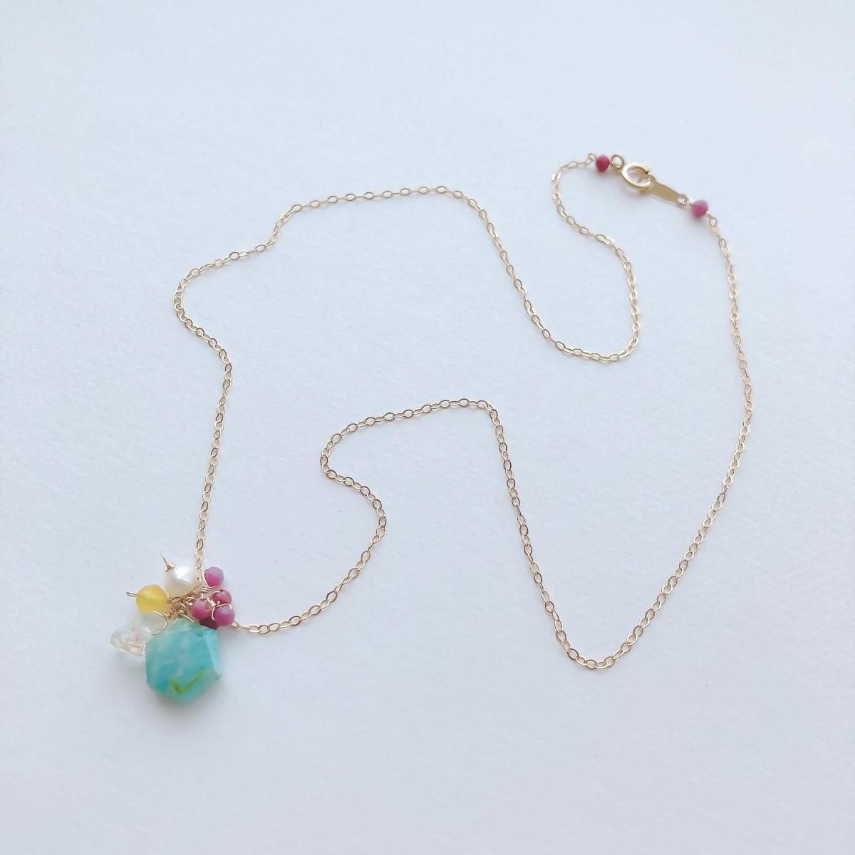 14KGF NECLACE:「Amazonite mix」GFN0030-AZ - siiis