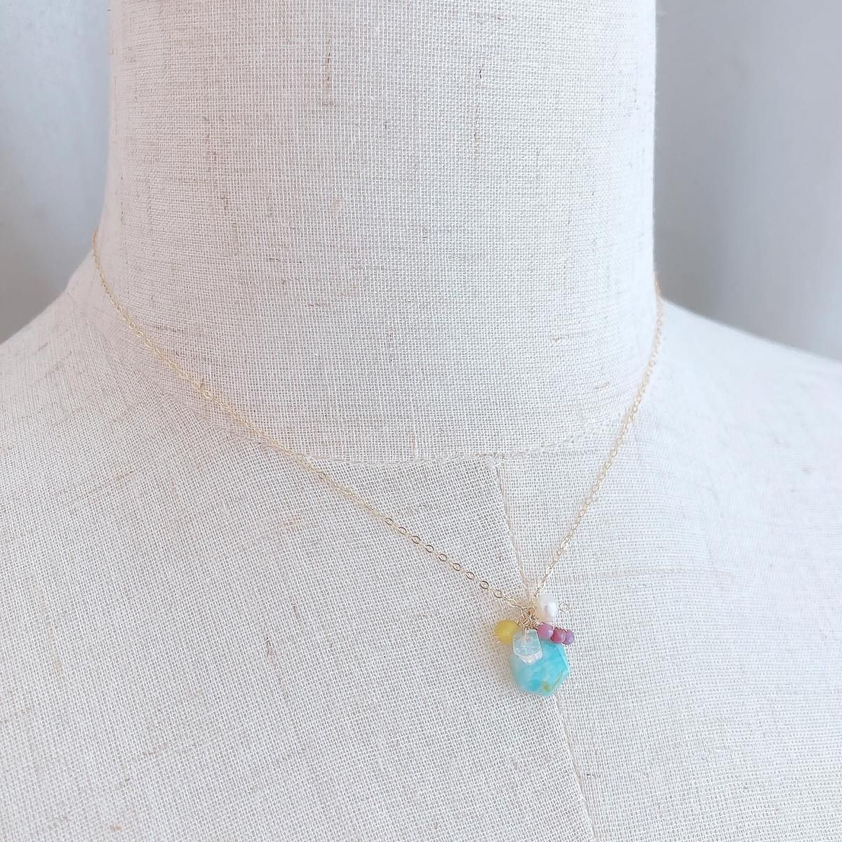 14KGF NECLACE:「Amazonite mix」GFN0030-AZ - siiis