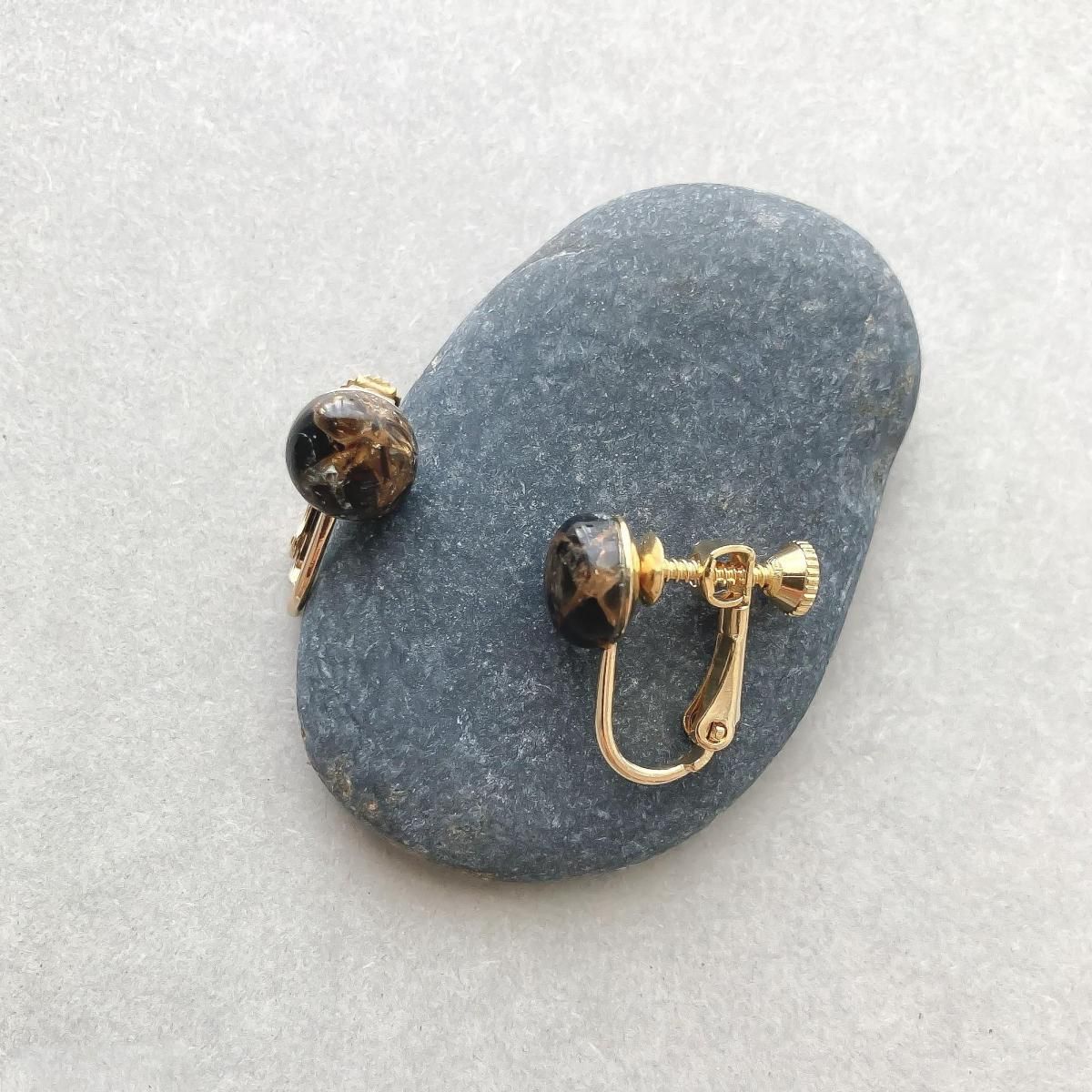 EARRING:Copper obsidianAME0029