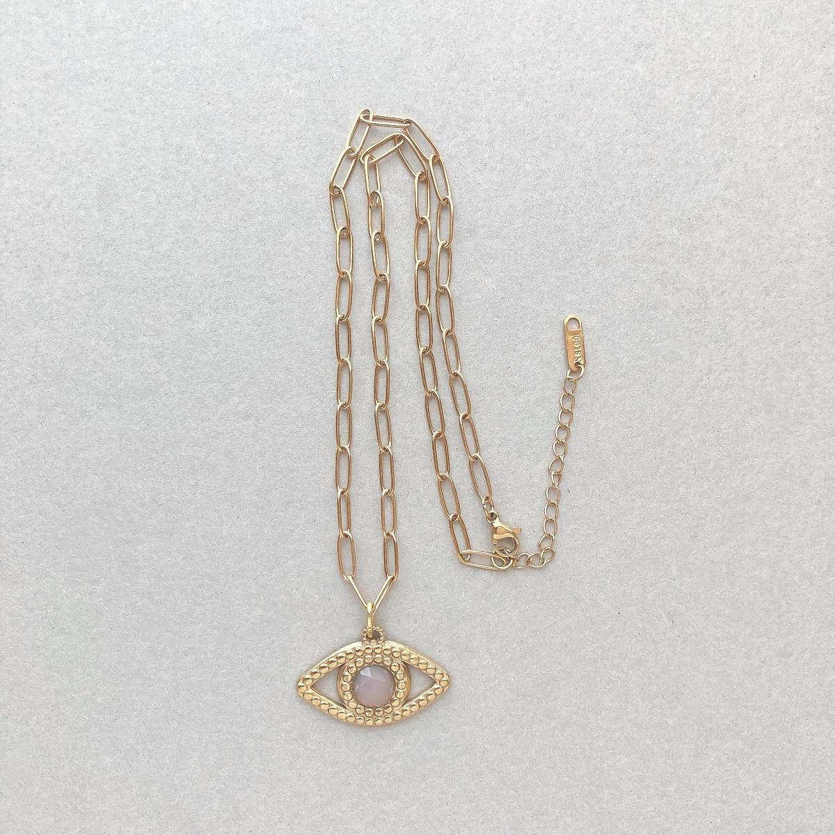 NECLACE:Eye&Gray onyx-steinless-AMNC0037