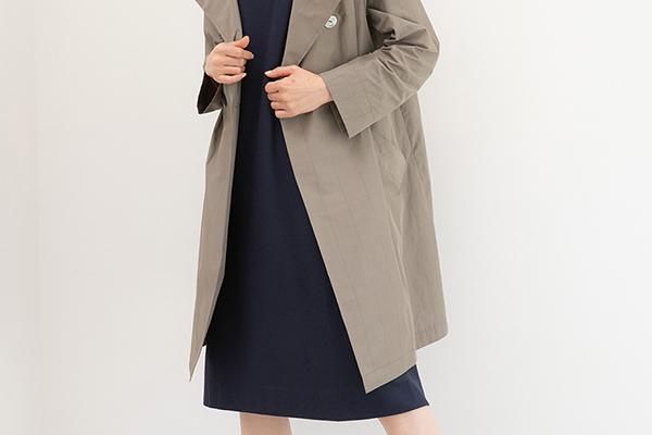 マチ付きボートネック ダブルスプリングコート HR-2C162-1 - boutique