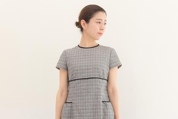 HYKE ハイク　ワンピース パイピングアクセント ハイウエスト切り替えワンピース HY-3850