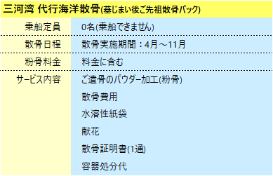 三河湾代行海洋散骨詳細墓じまいパック画像