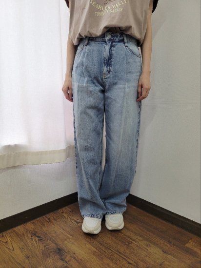 ե Cafune435602TUCK BAGGY DENIM40BLUE