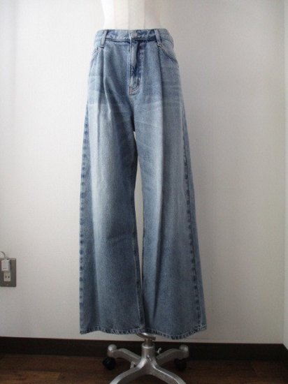 ե Cafune435602TUCK BAGGY DENIM40BLUE