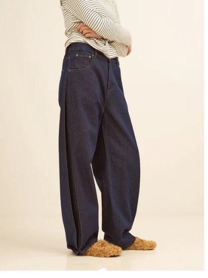 ǥ˥ ѥ ץ꡼ ǥ ȥ졼  ܥ塼  եå ̵YENNSIDE PLEATED DENIM PANTS INDIGO34