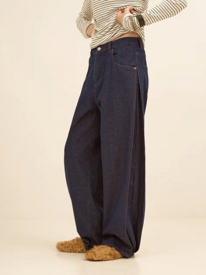 ǥ˥ ѥ ץ꡼ ǥ ȥ졼  ܥ塼  եå ̵YENNSIDE PLEATED DENIM PANTS INDIGO34